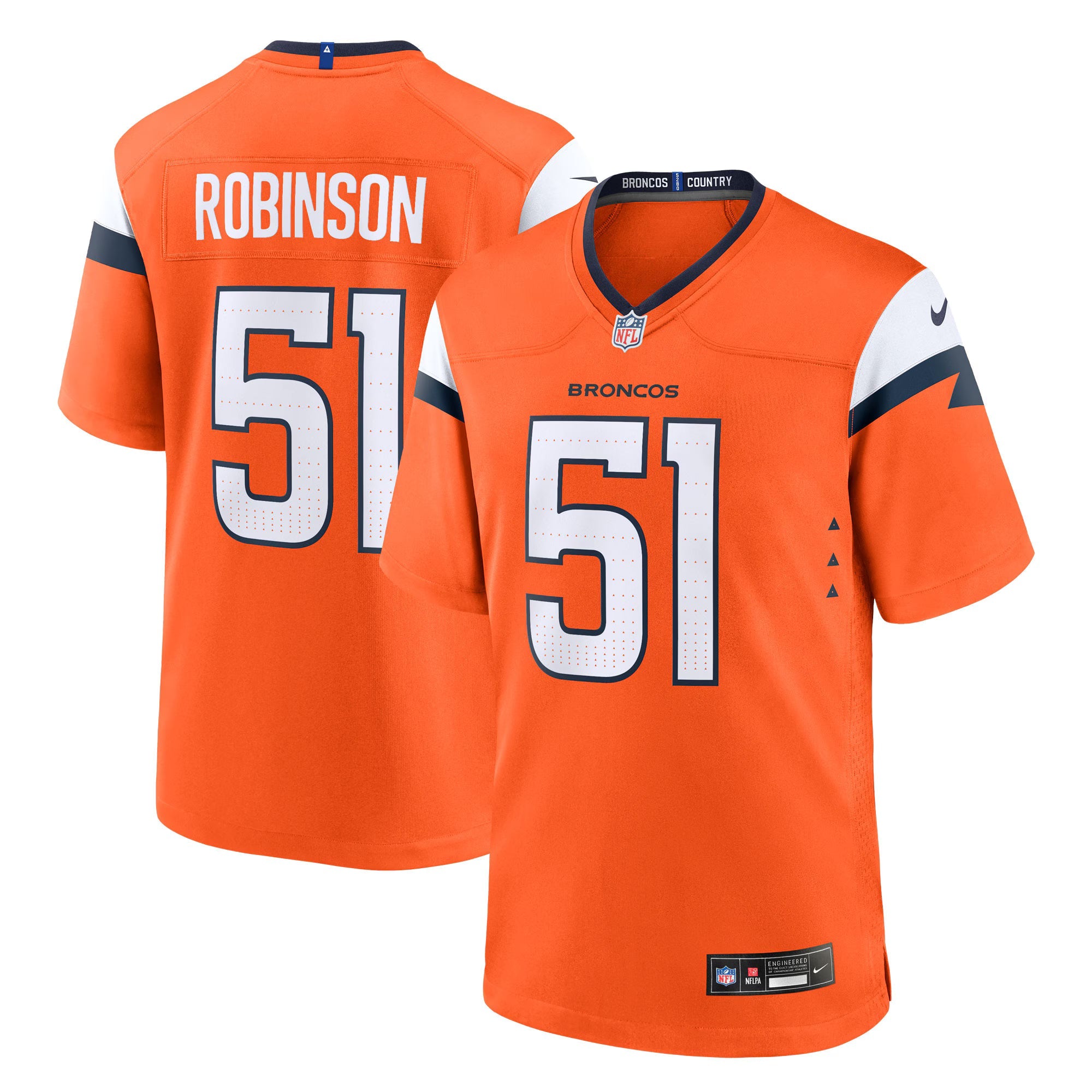 Denver Broncos Que Robinson Orange Team Game Jersey