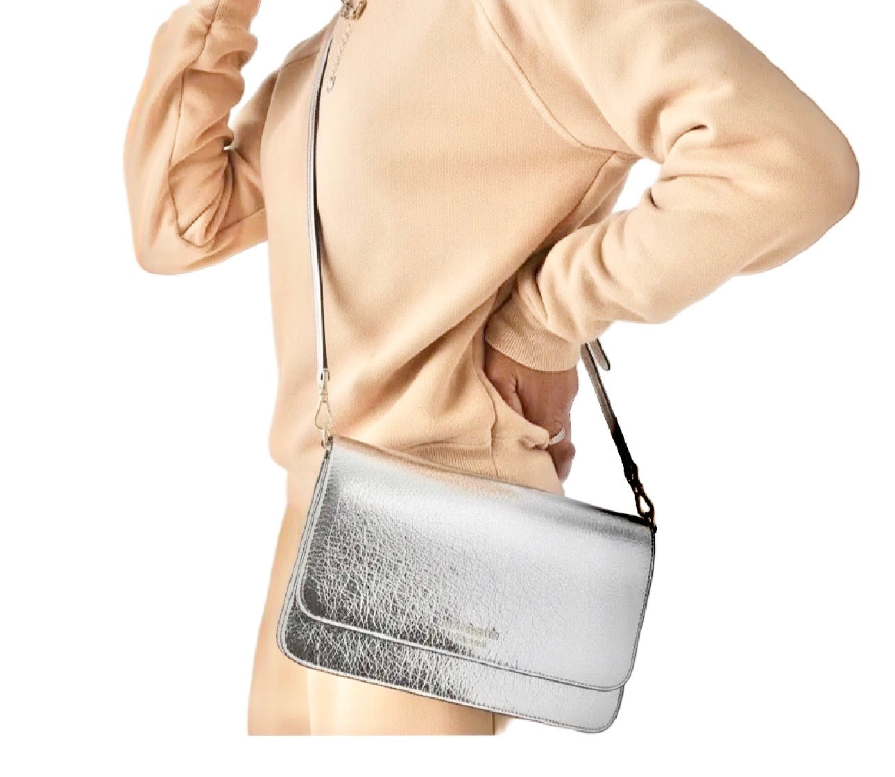 NWT Kate Spade Madison Willow Medium Convertible Crossbody Bag In Silver