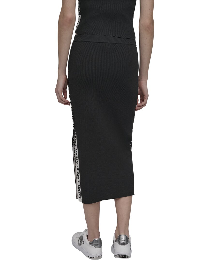 DKNY Side Logo Rib Midi Skirt