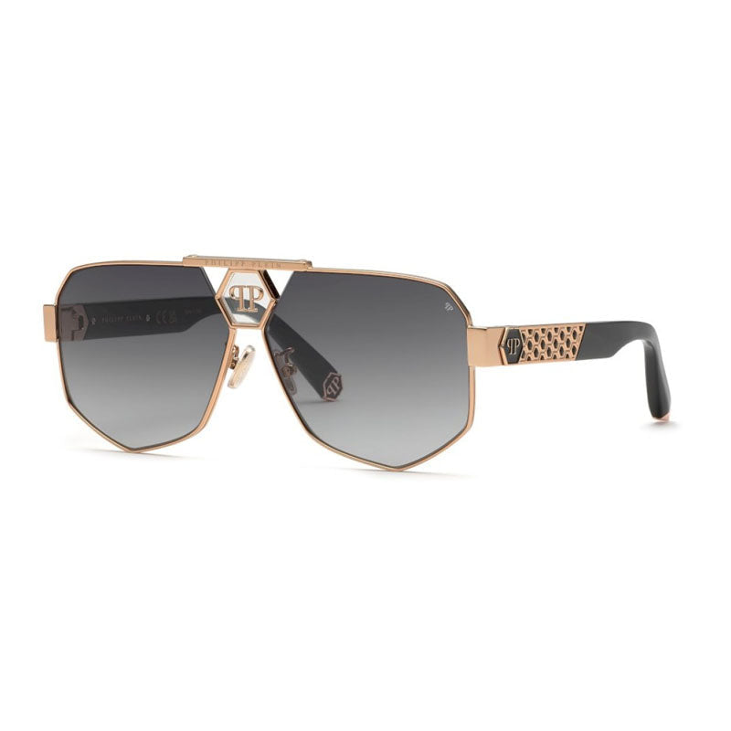 Philipp Plein Sunglasses Aviator Full Rim, Copper Gold Frame And Blue Grey Gradient Lens Spp107M08Fc