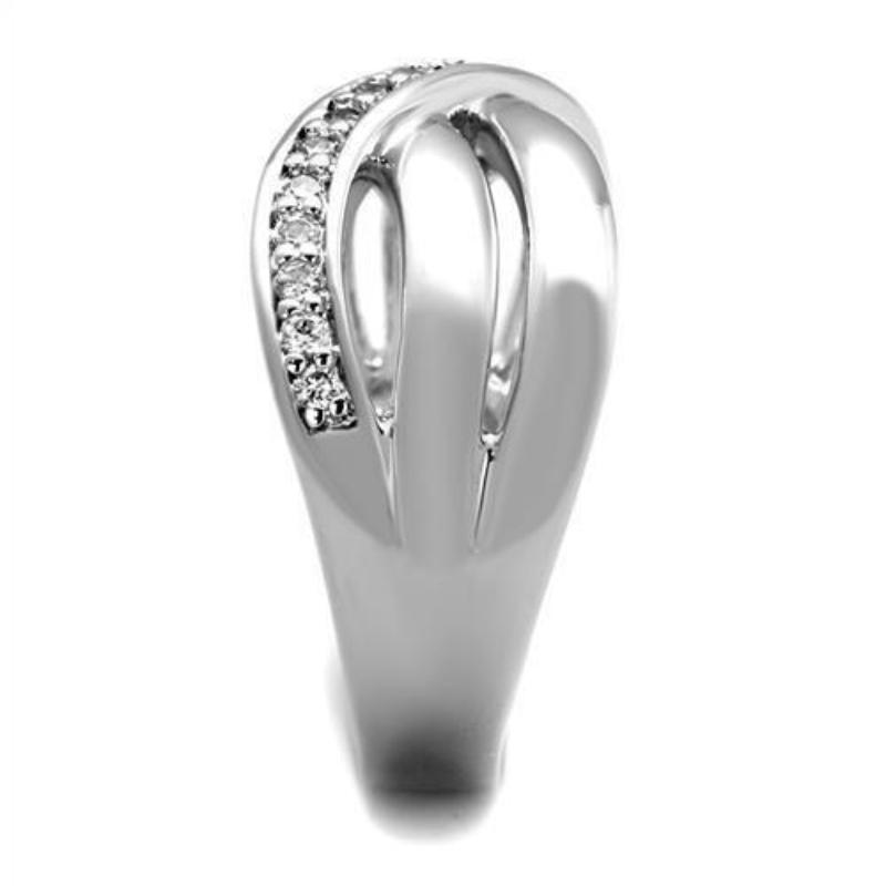 Rhodium Brass Ring with AAA Grade CZ in Clear
