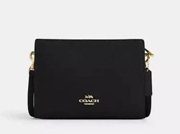 NWT Coach Slim Crossbody Leather Bag In Gold/ Black