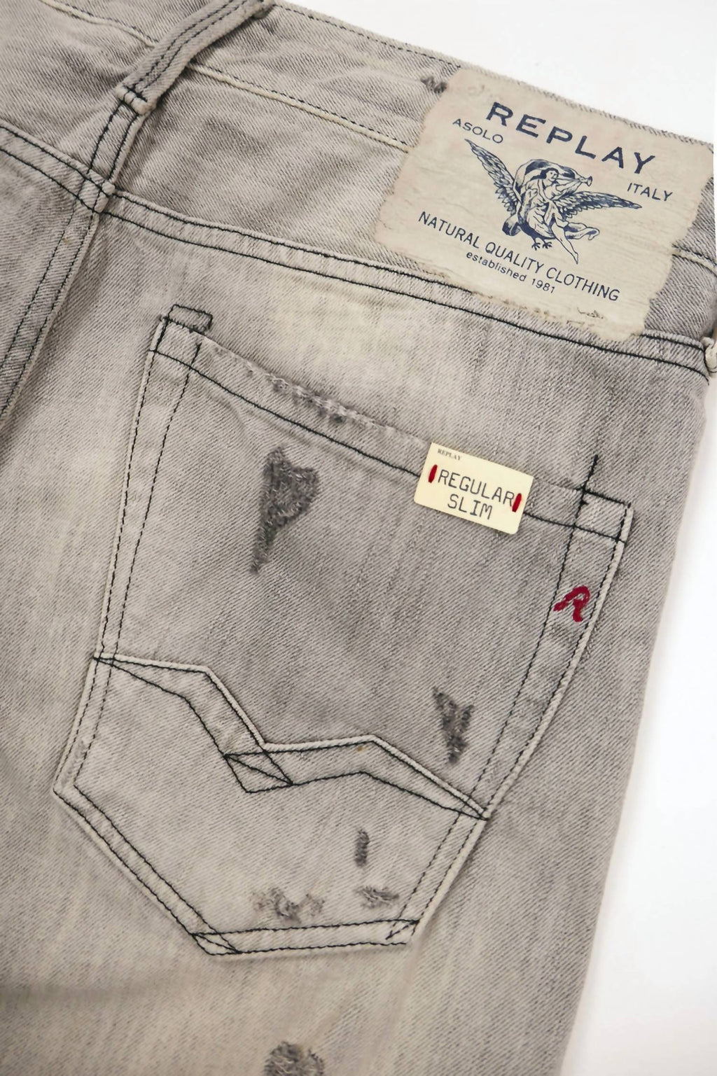 Men's Distressed Denim Straight Leg Jeans In Gray