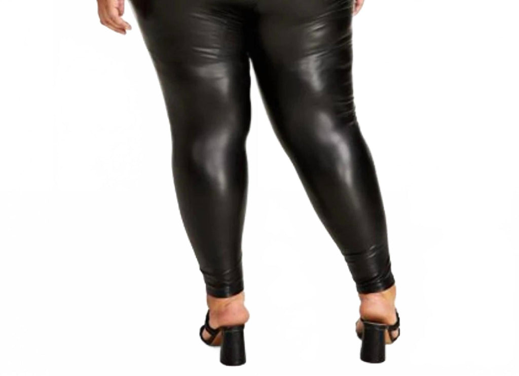 Faux Leather High Rise Leggings - Plus In Black
