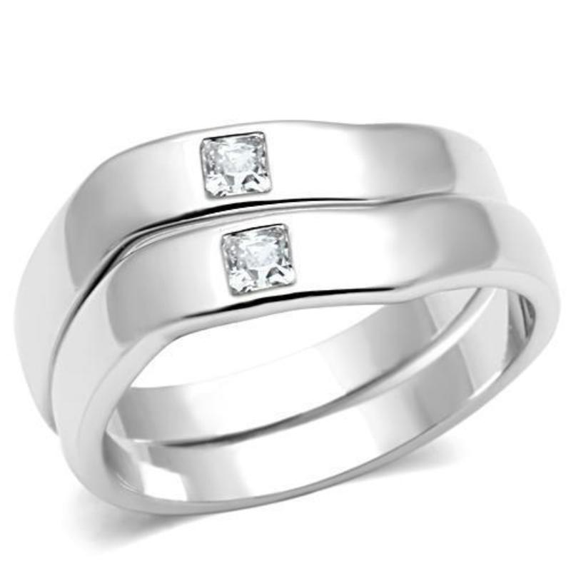 Rhodium Brass Ring with AAA Grade CZ in Clear
