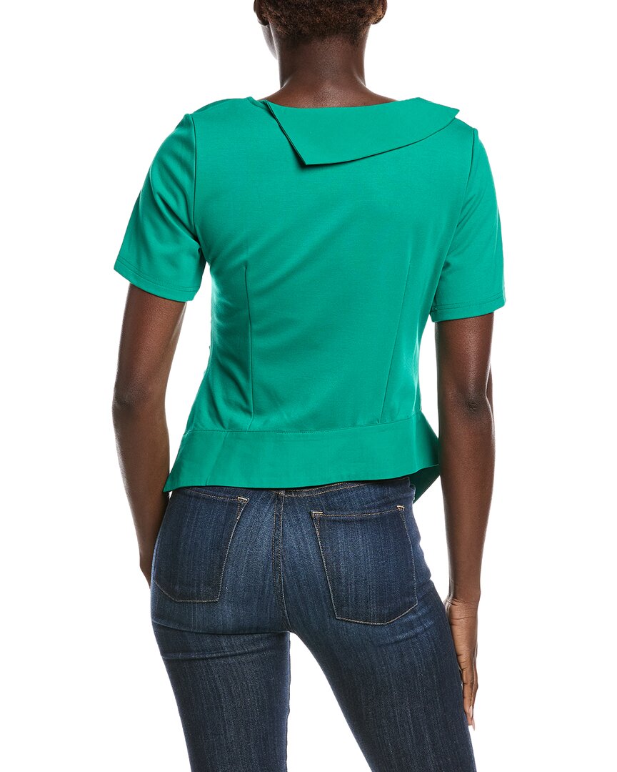 Gracia Asymmetrical Neck Ruched Detail Solid Top