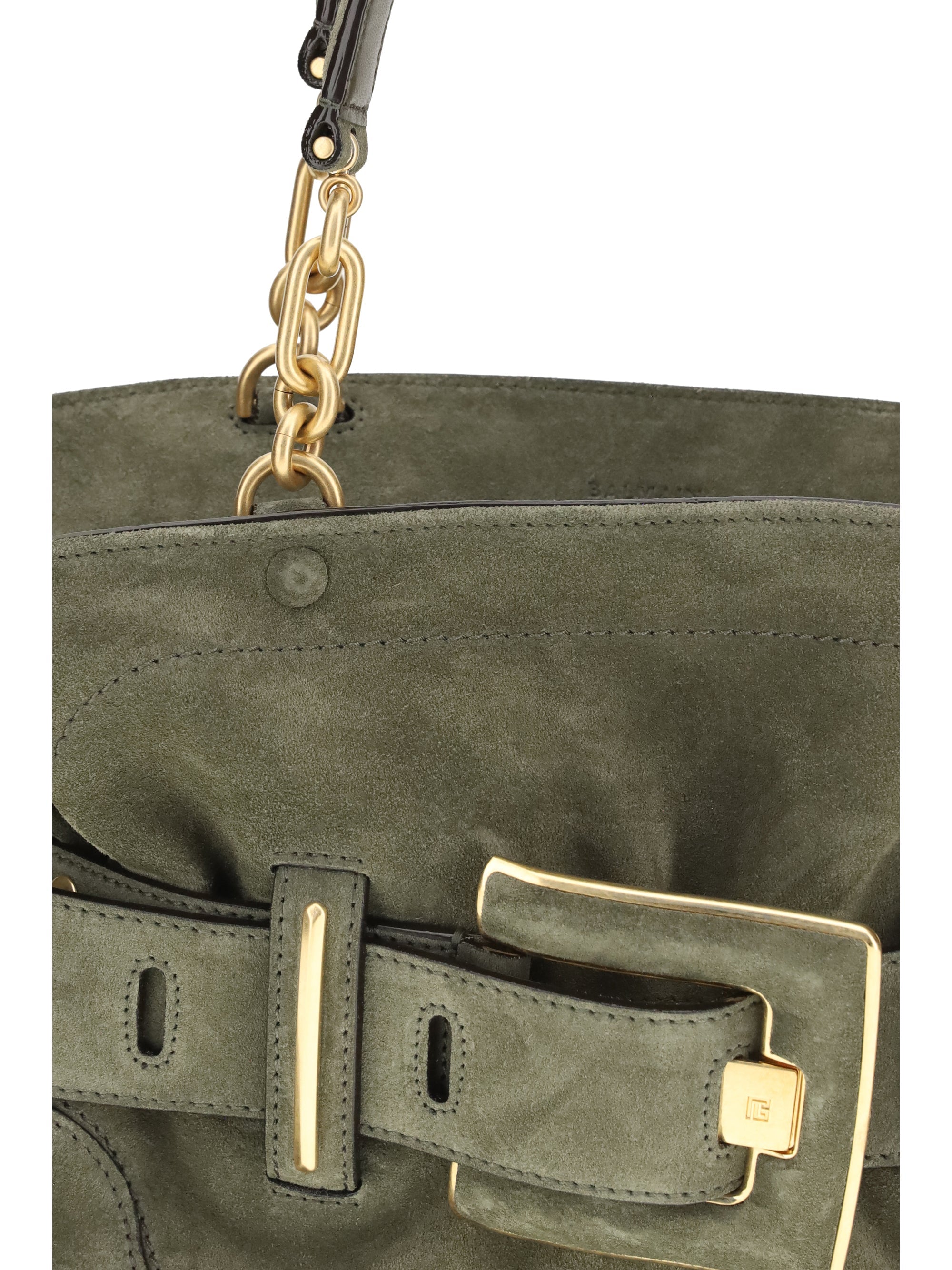 Balmain Women Anthem Bag In Suede Leather