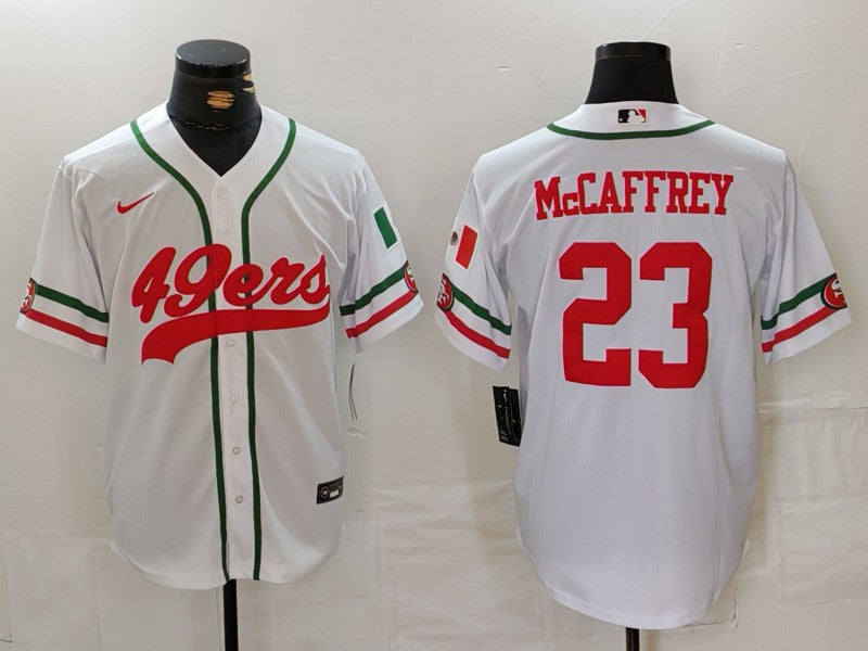 Men's San Francisco 49ers Christian McCaffrey #23 White Replica Player jersey