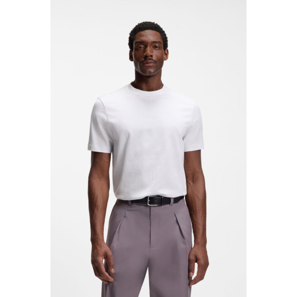 Jacquard-pattern T-shirt in cotton