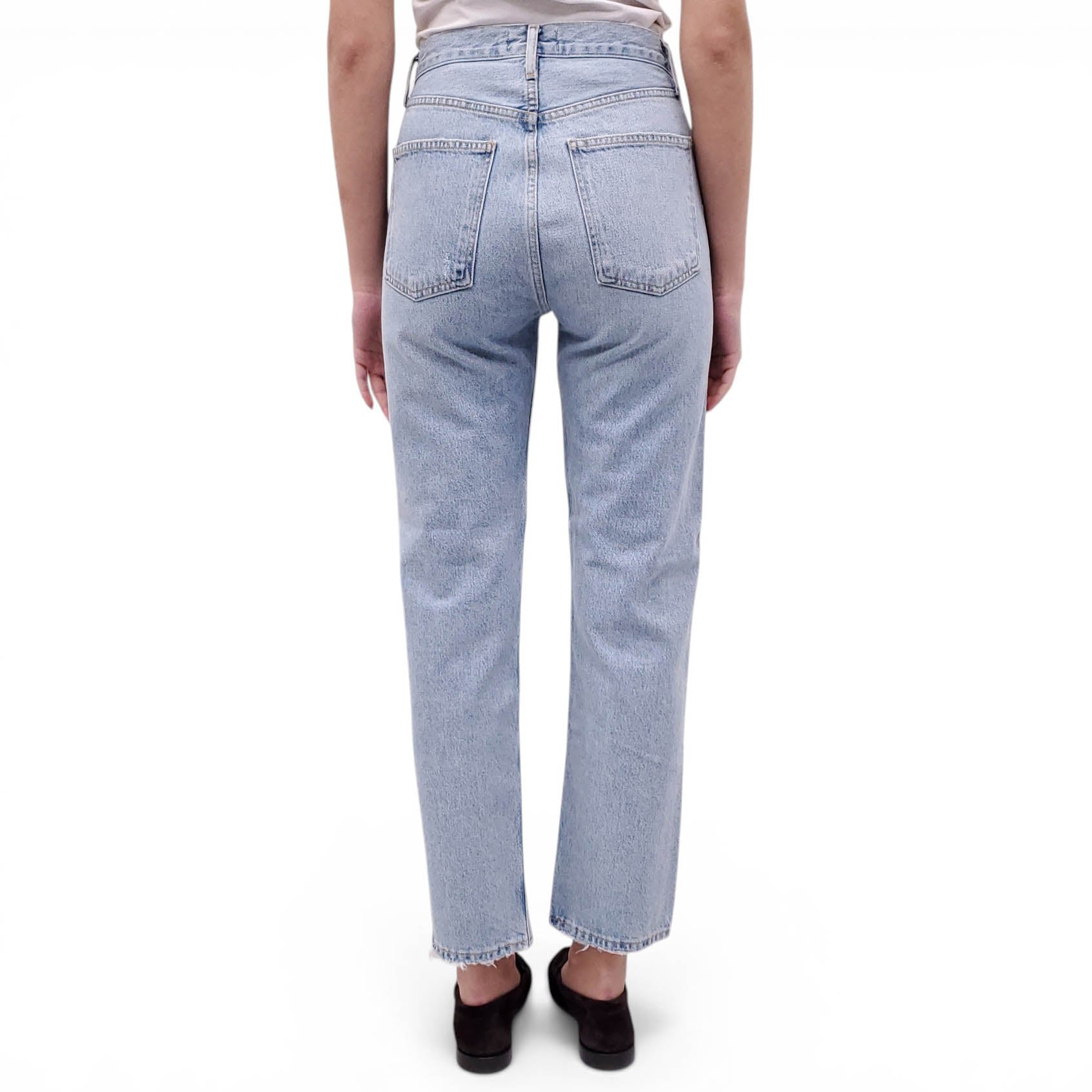 AGOLDE LIGHT WASH '90'S' LIGHTLY DISTRESSED STRAIGHT LEG JEANS - SIZE 26