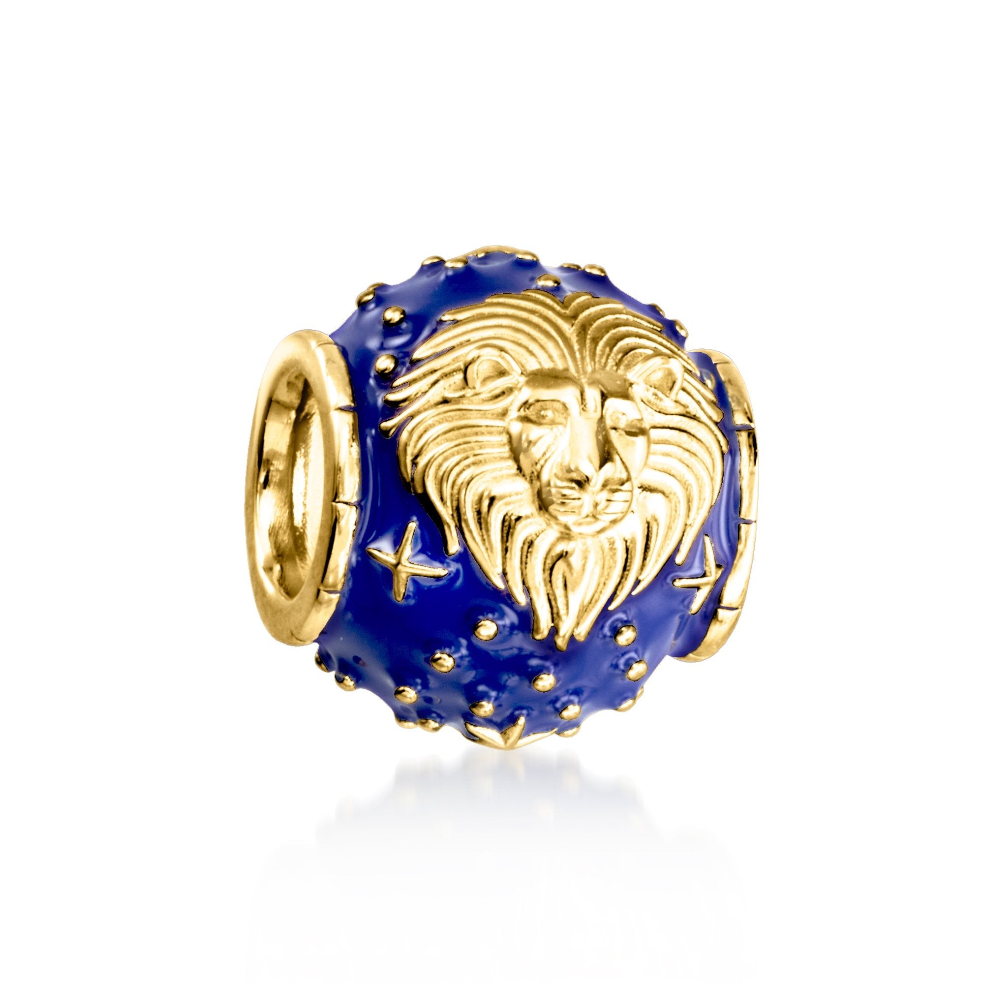Ross-Simons Blue Enamel Zodiac Bead Charm in 18kt Gold Over Sterling
