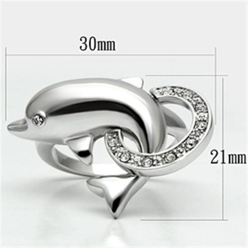 Rhodium Brass Ring with Top Grade Crystal in Clear