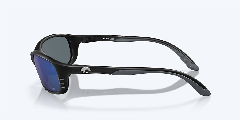 Men's Brine Reader Rectangular Polarized Sunglasses In Matte Black/blue Mirror