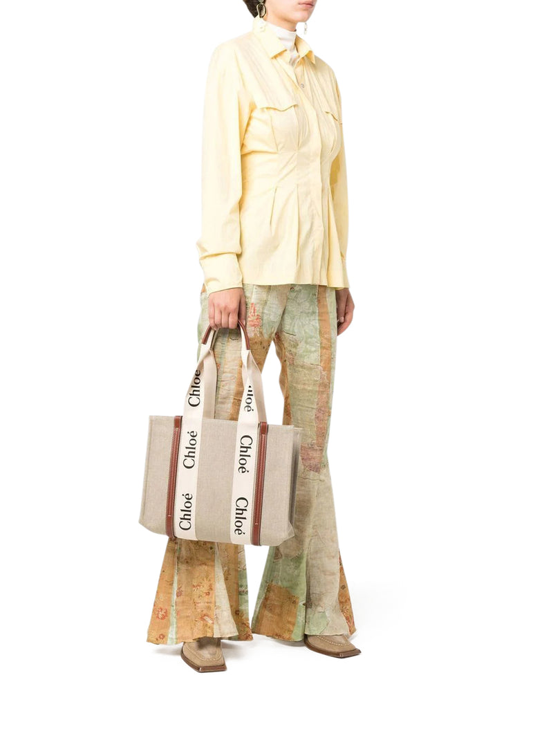 Chloe` Women Woody Linen Tote Bag