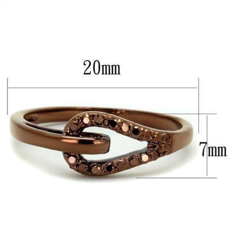 IP Coffee light Brass Ring with AAA Grade CZ in Light Coffee