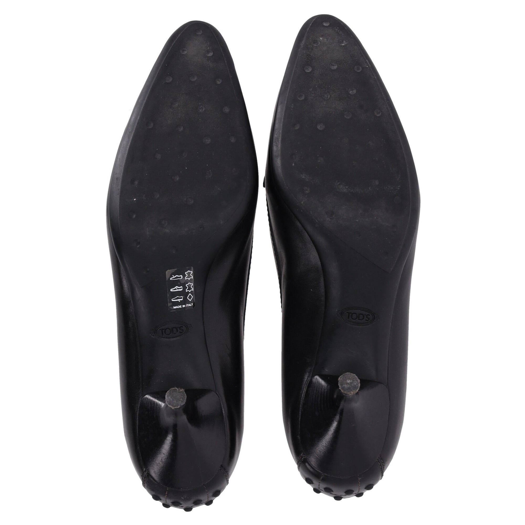 Tod's Pointed Toe Penny Loafer Pumps in Black Leather