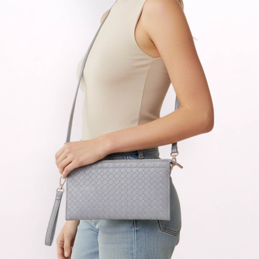 Textured Faux Leather Slim Wallet Crossbody Bag