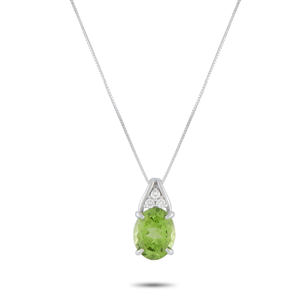 LB Exclusive Platinum 0.09ct Diamond and Peridot Pendant Necklace MF09-041326