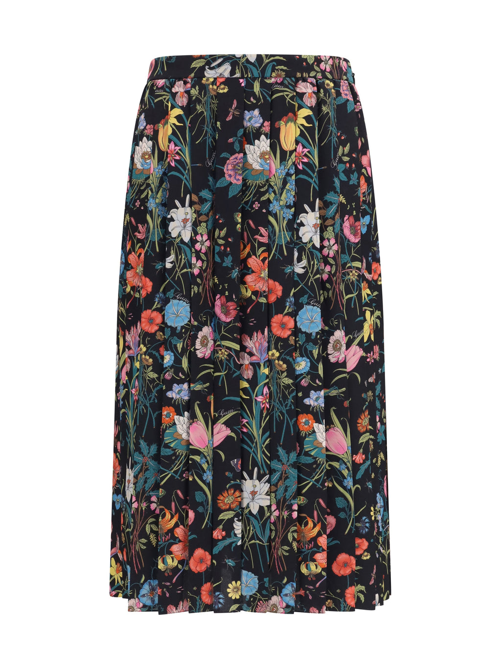 Gucci Women Flora Printed Silk Midi Skirt