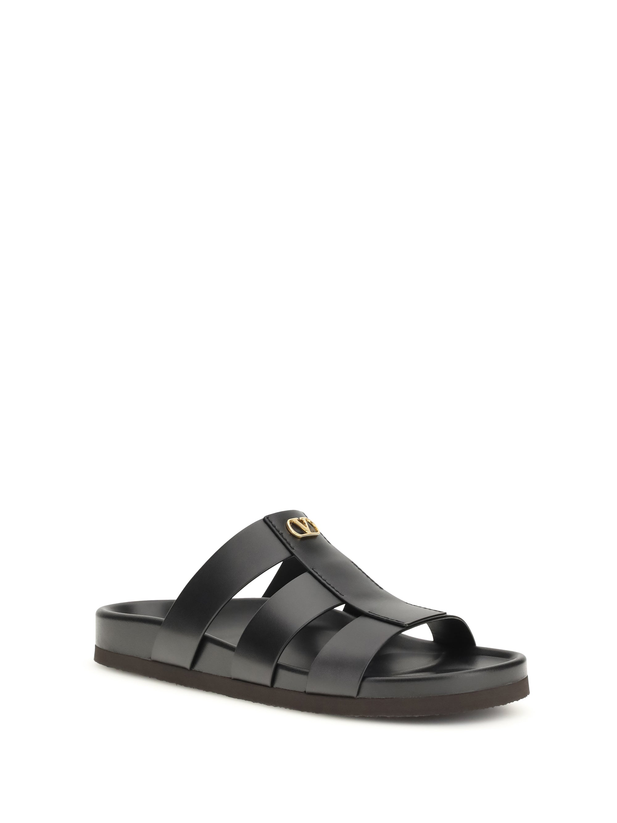 Valentino Garavani Men Studshield Leather Slide Sandals