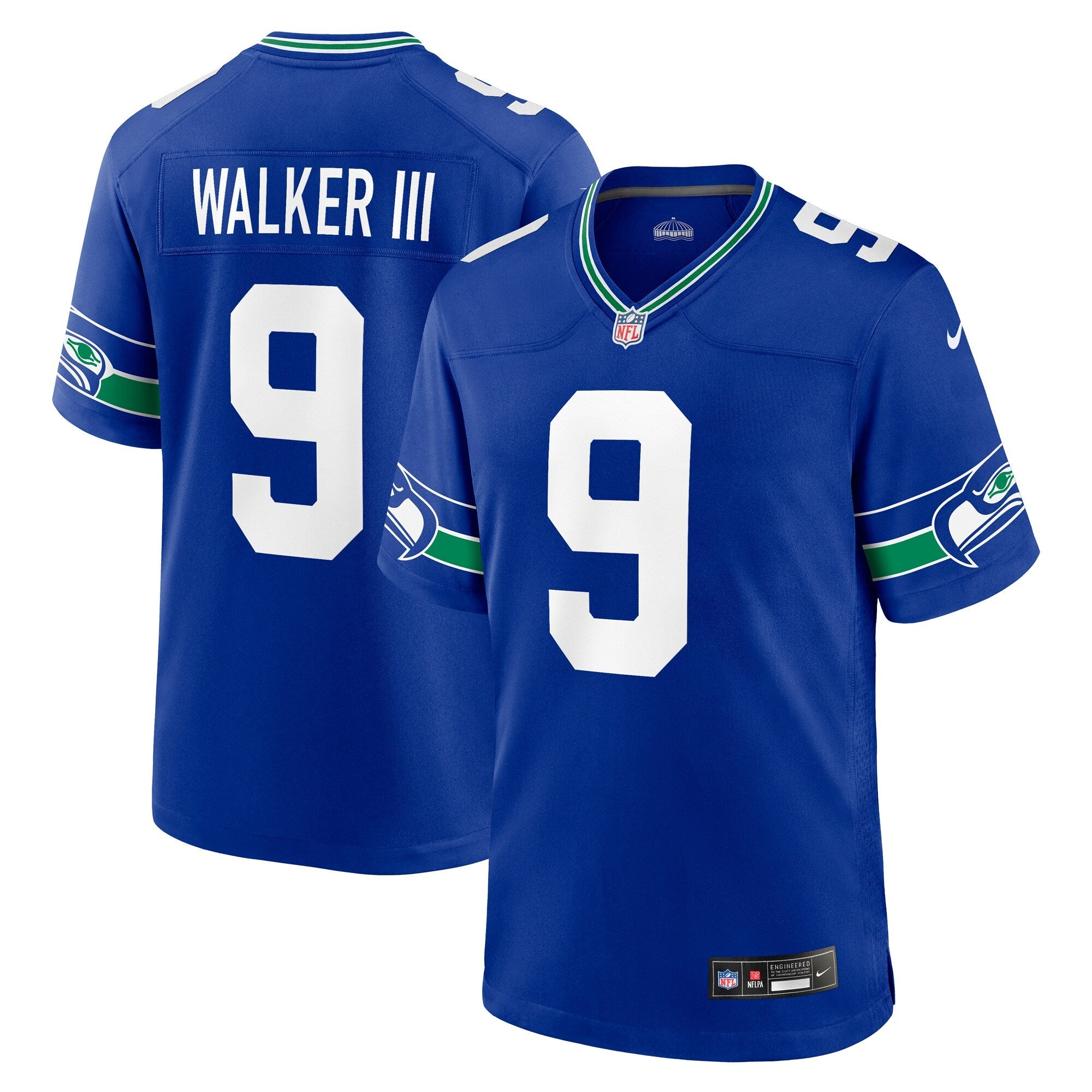 Seattle Seahawks Kenneth Walker III Royal Throwback Player Game Jersey