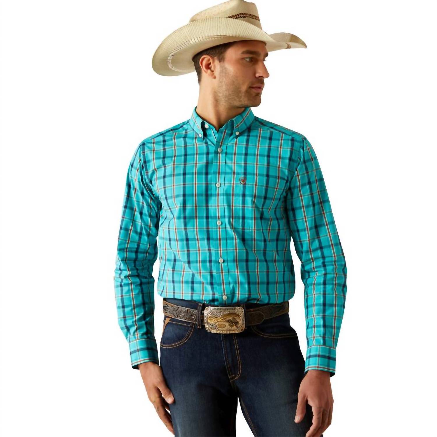Men's Fitted Pro Series Button In Turquoise