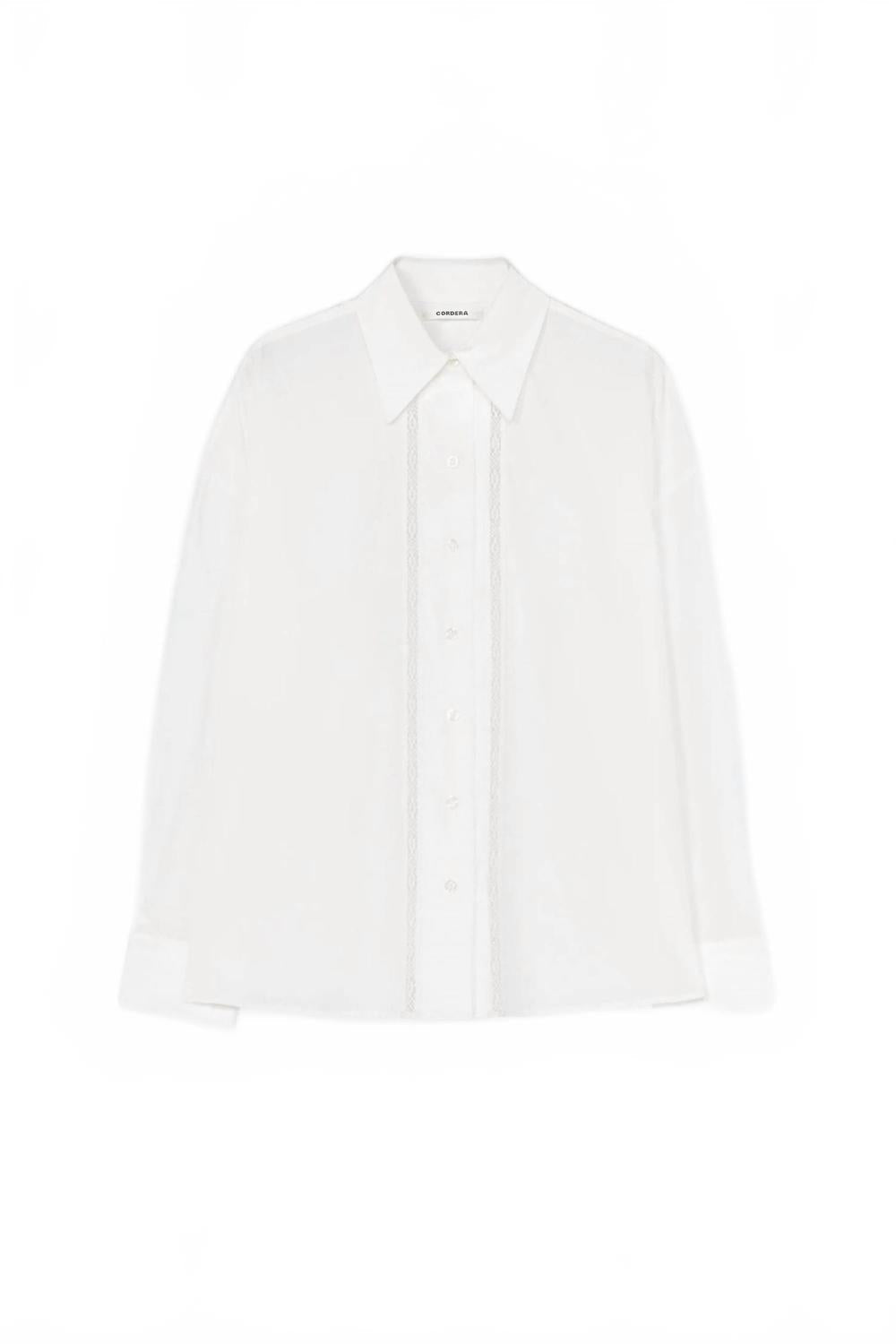 Lace Button Down Shirt In White
