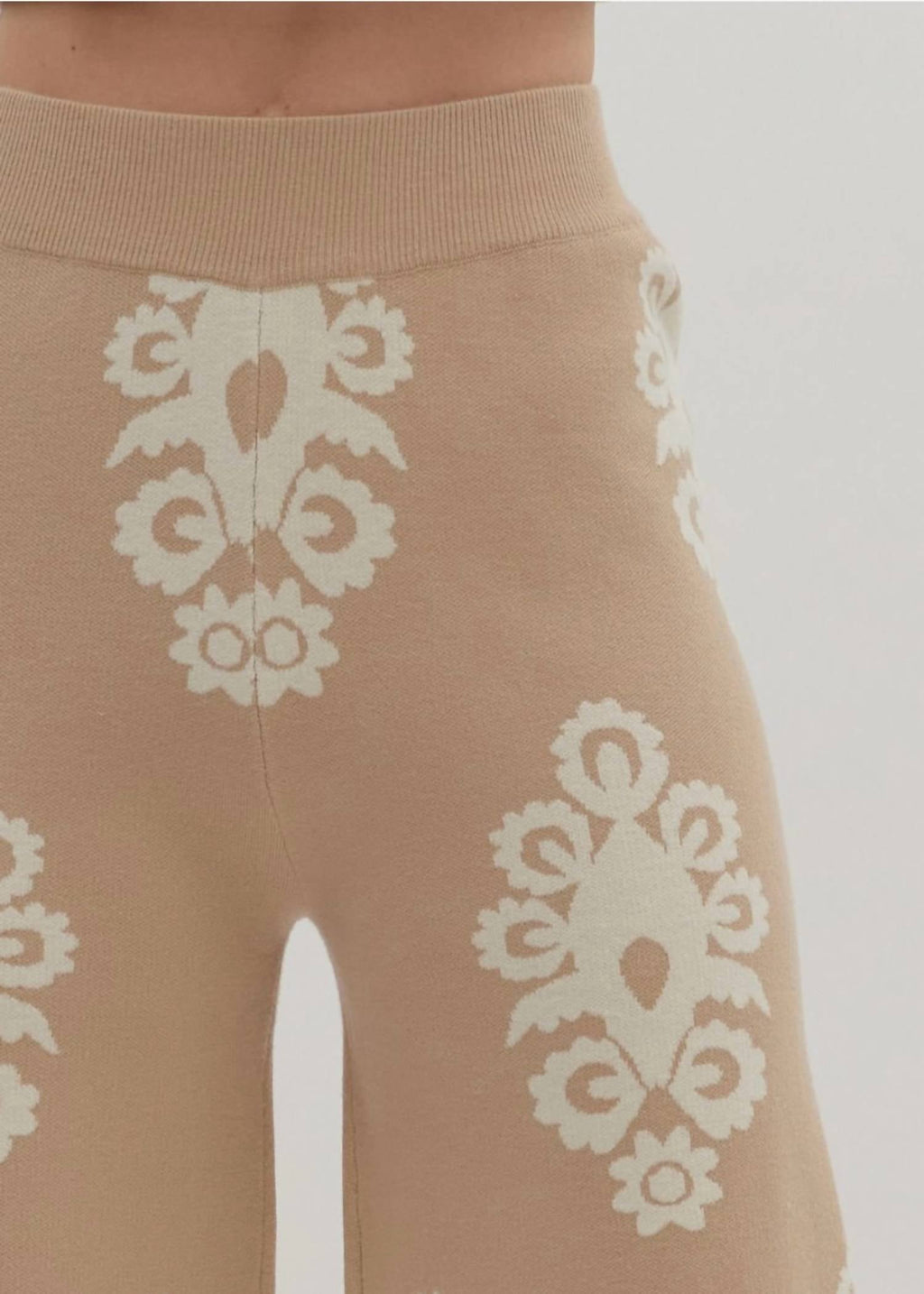 Danni Wide Leg Sweater Pants In Beige