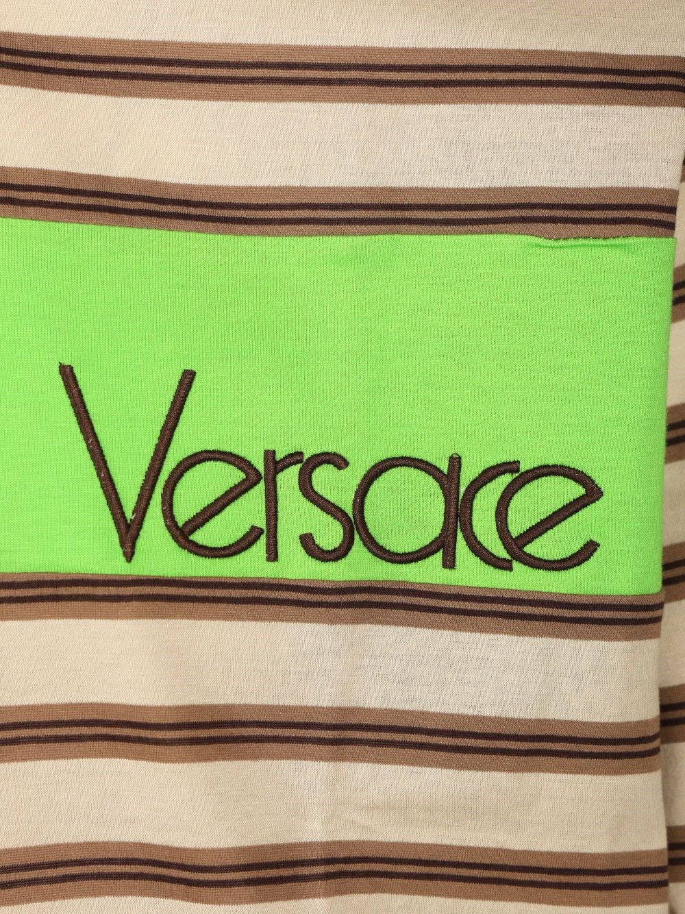 Versace Men Striped Cotton Polo Shirt With Inlay