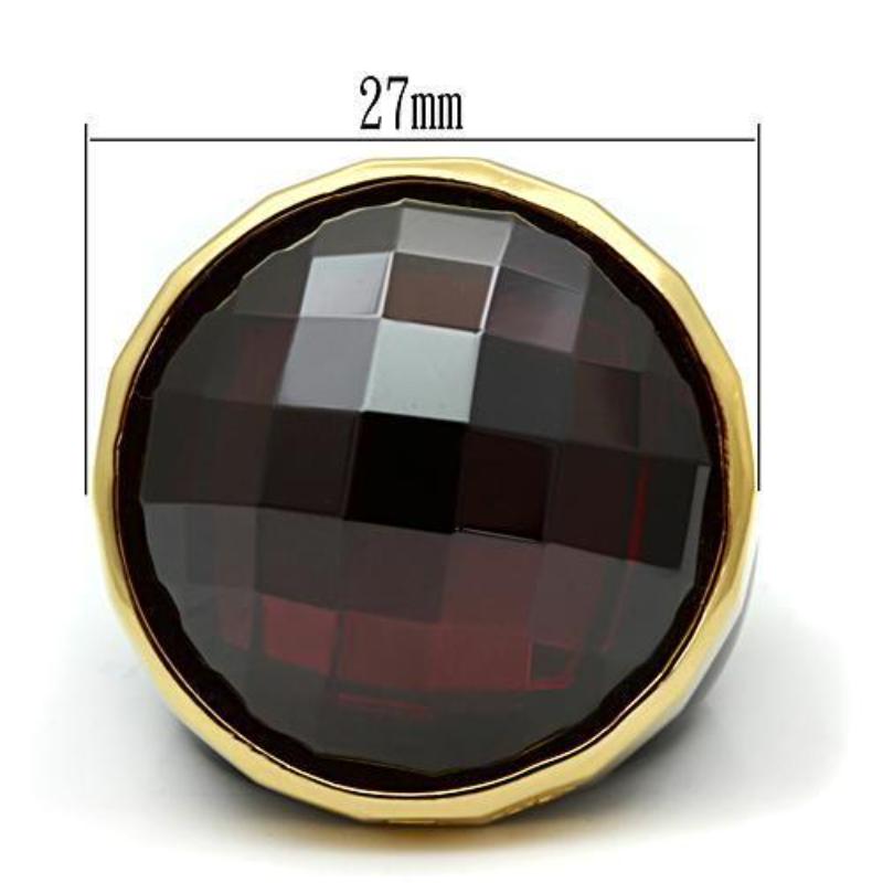 Gold 925 Sterling Silver Ring with AAA Grade CZ in Garnet