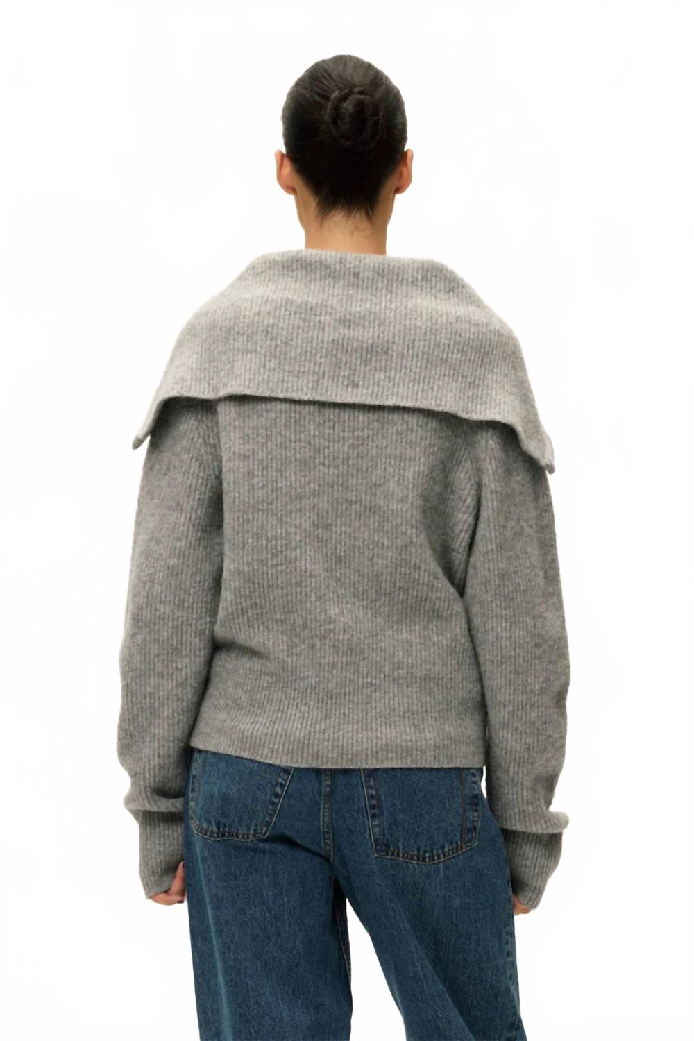 Leigh Zip Up Sweater In Heather Gray