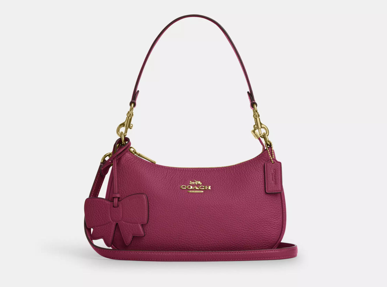 NWT Coach Teri Shoulder/ Crossbody Bag With Bow Charm In Pink