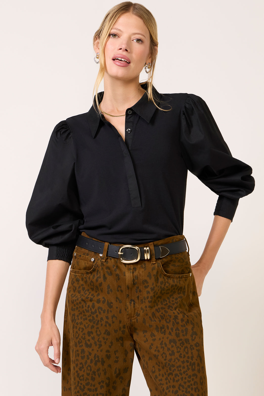 Women's Nelly Mixed Media Top