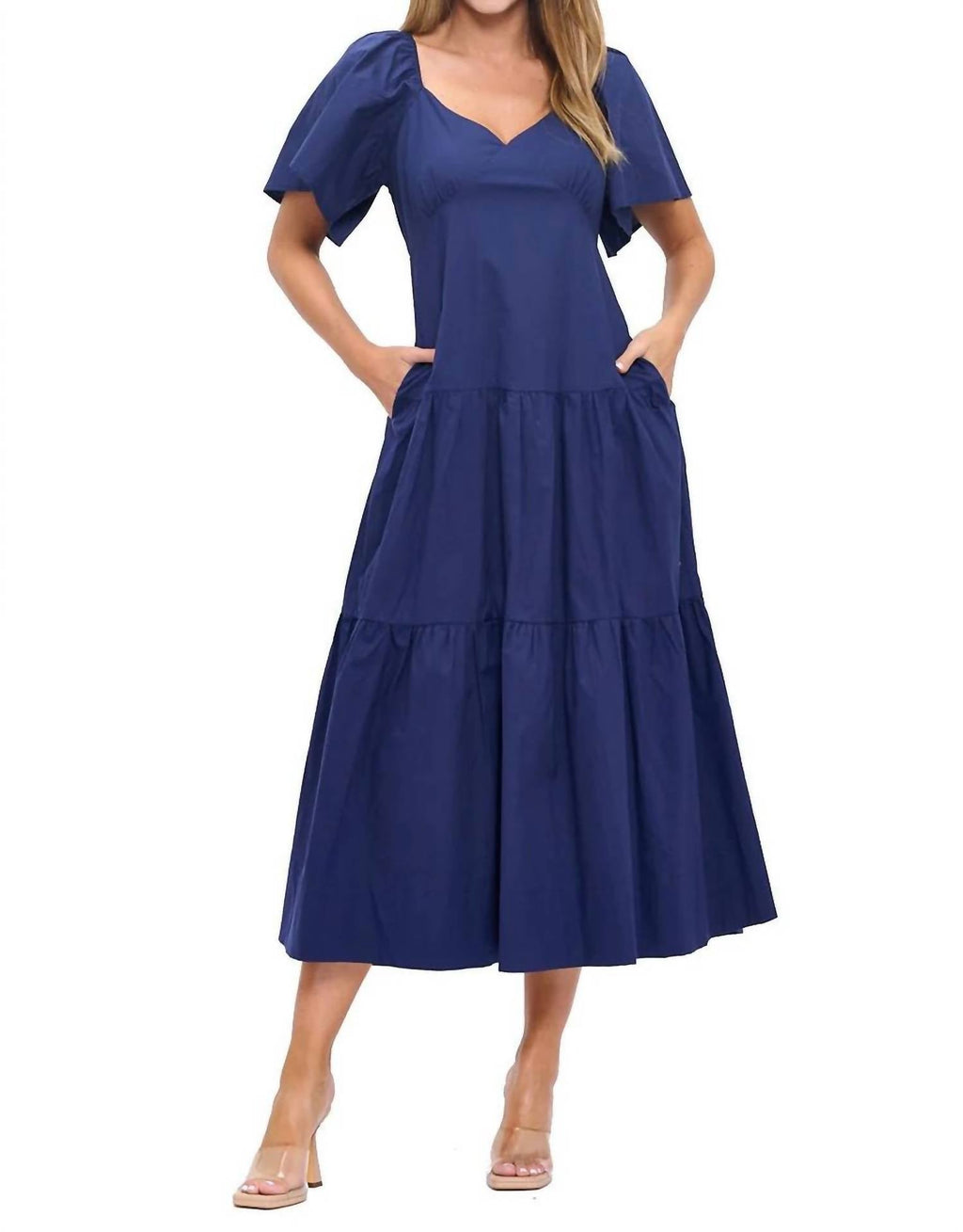 Shirley Scoop Neck Maxi Dress In Blue