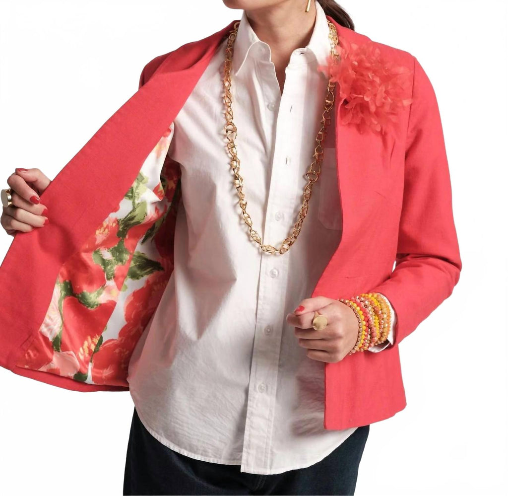 Elle Lined Blazer In Red