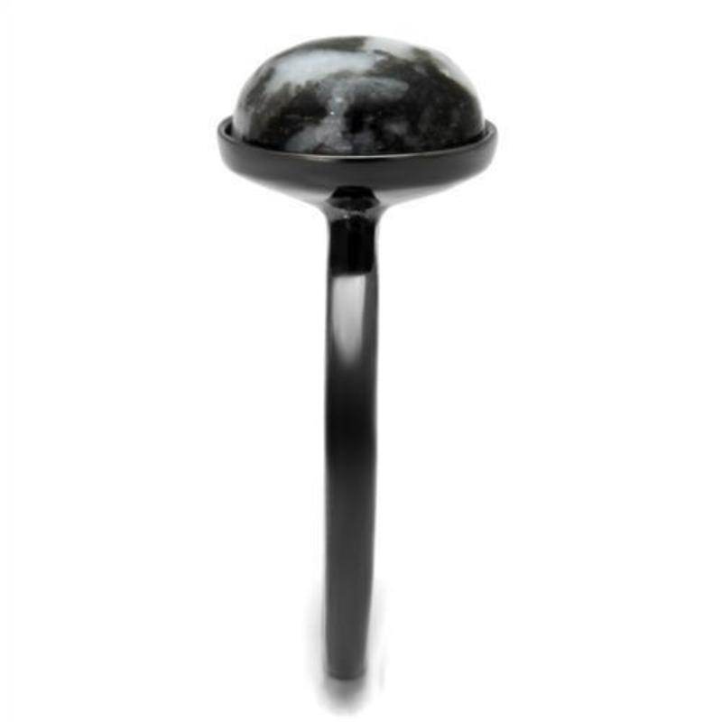 IP Light Black Stainless Steel Ring with Semi-Precious Hematite in Multi Color