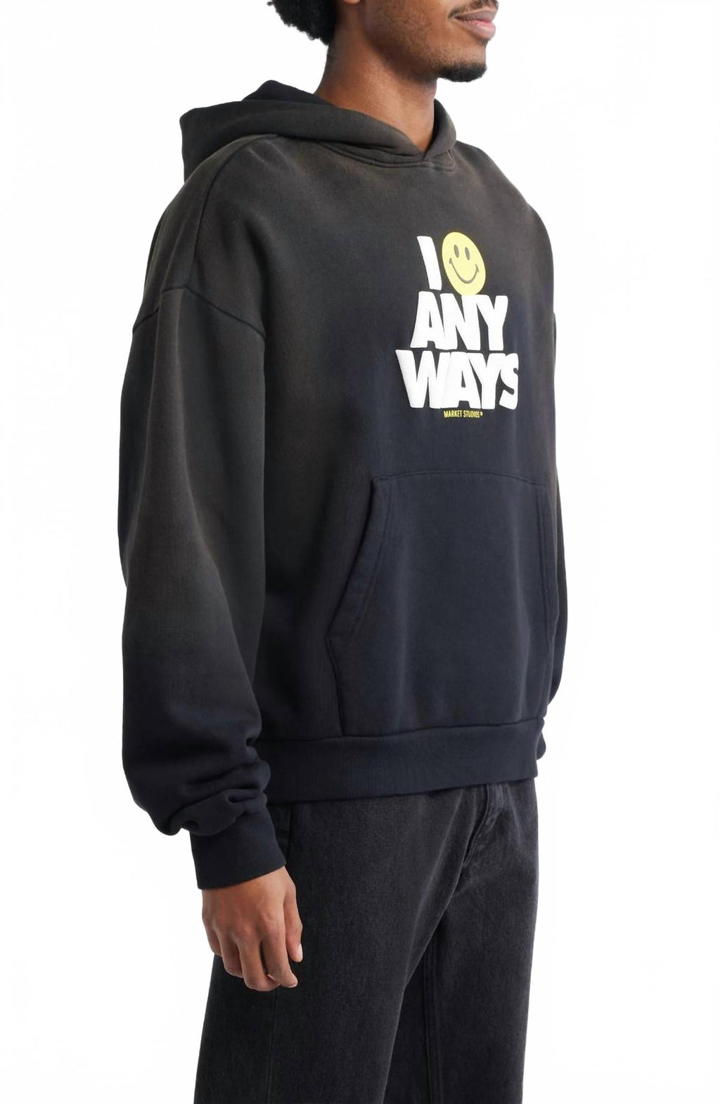 Smiley Smile Anyways Hoodie In Pirate Black