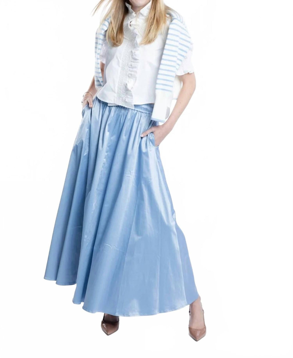 Serena Satin Skirt In Blueberry