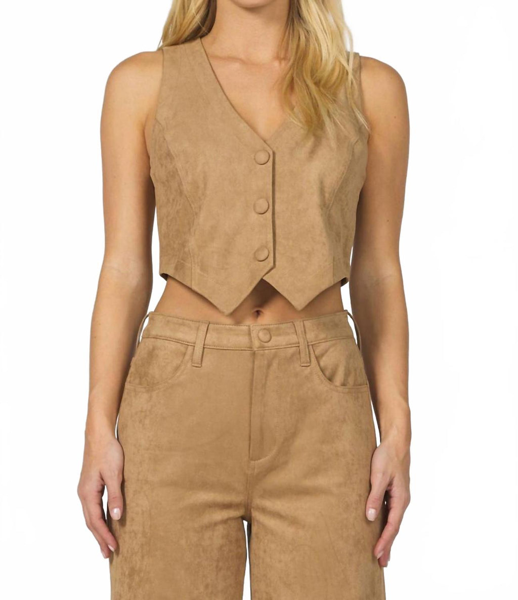 Drea Suede Vest In Toffee