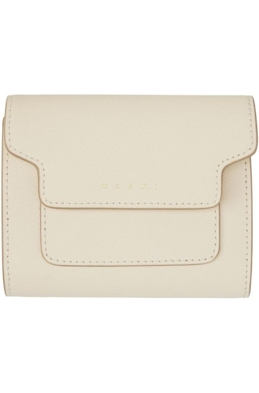 Marni Saffiano Leather Trifold Wallet - Off-White