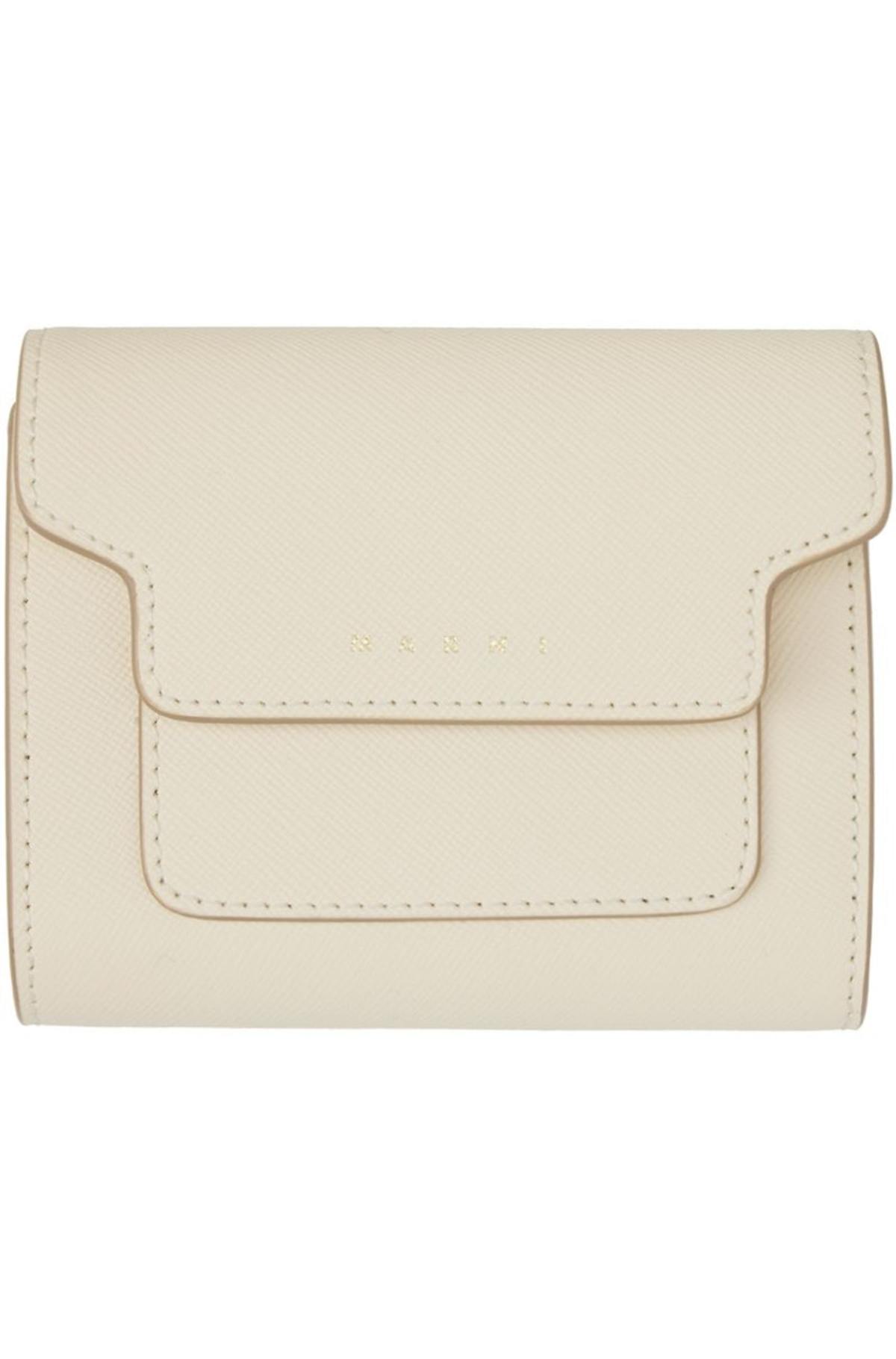 Marni Saffiano Leather Trifold Wallet - Off-White