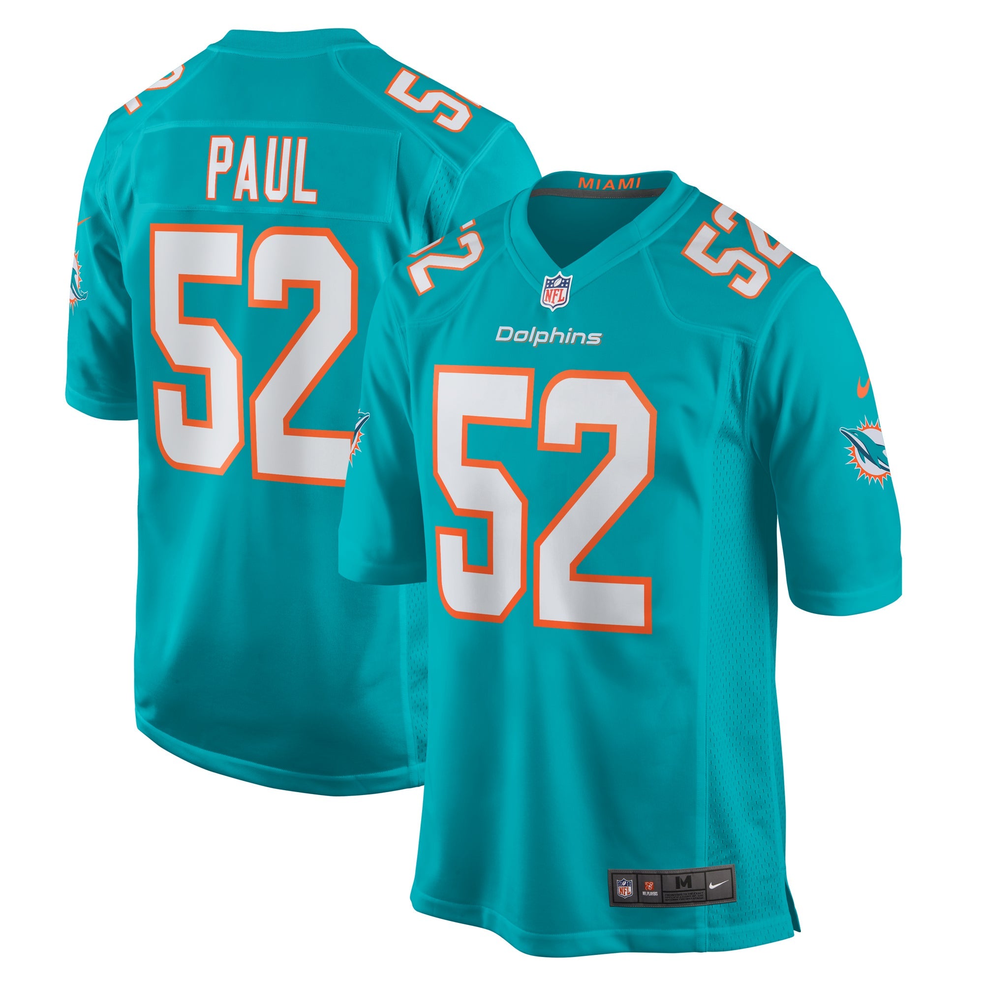 Miami Dolphins Patrick Paul Aqua Game Jersey