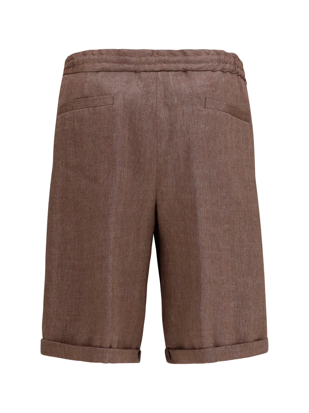 Brunello Cucinelli Men Linen And Virgin Wool Chevron Bermuda Shorts