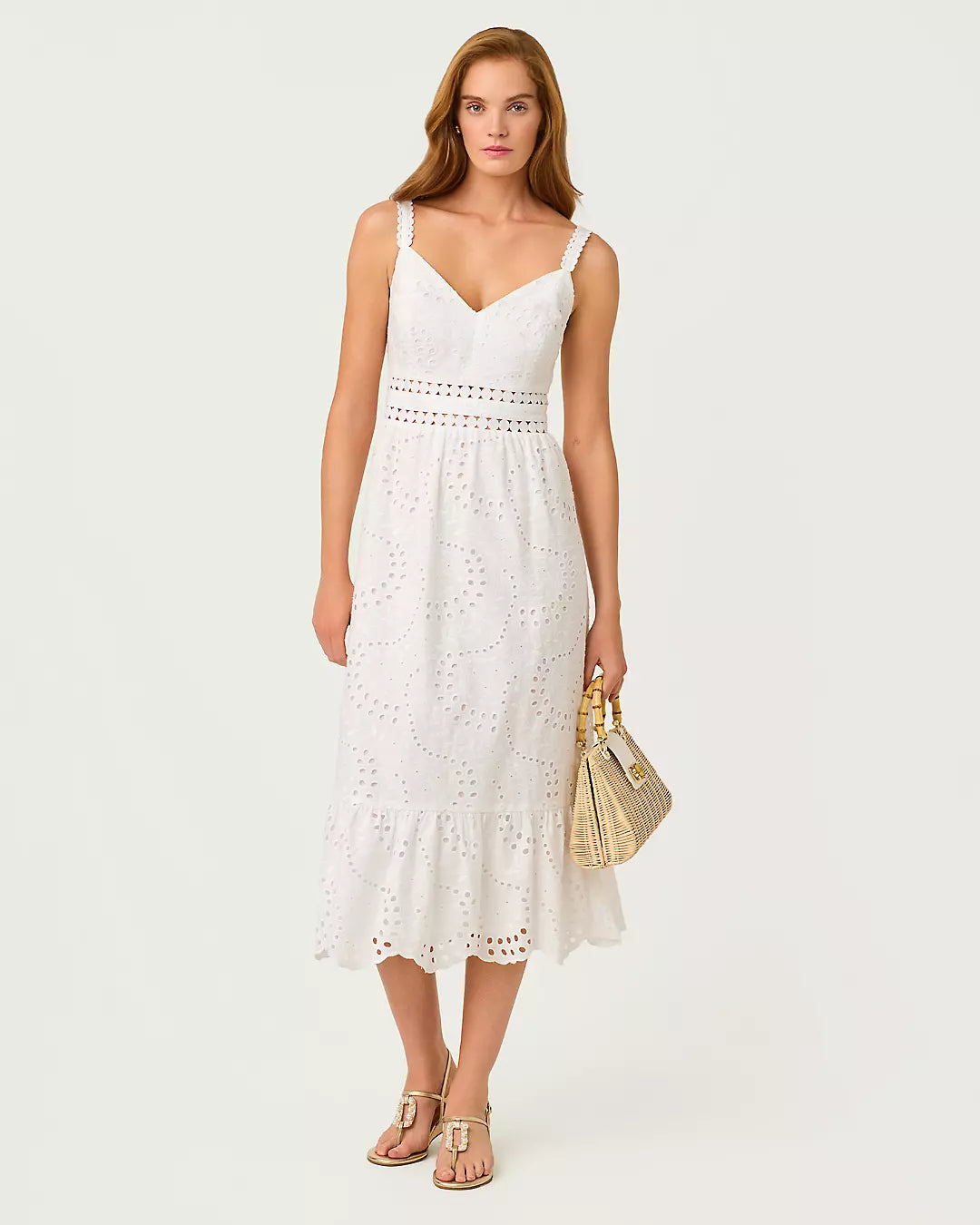 Tiah Eyelet Midi Dress