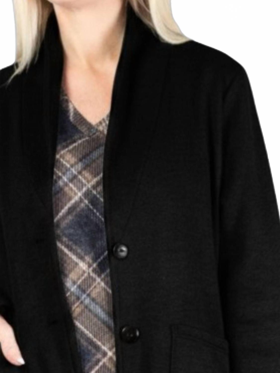 Button Front Cardigan In Black