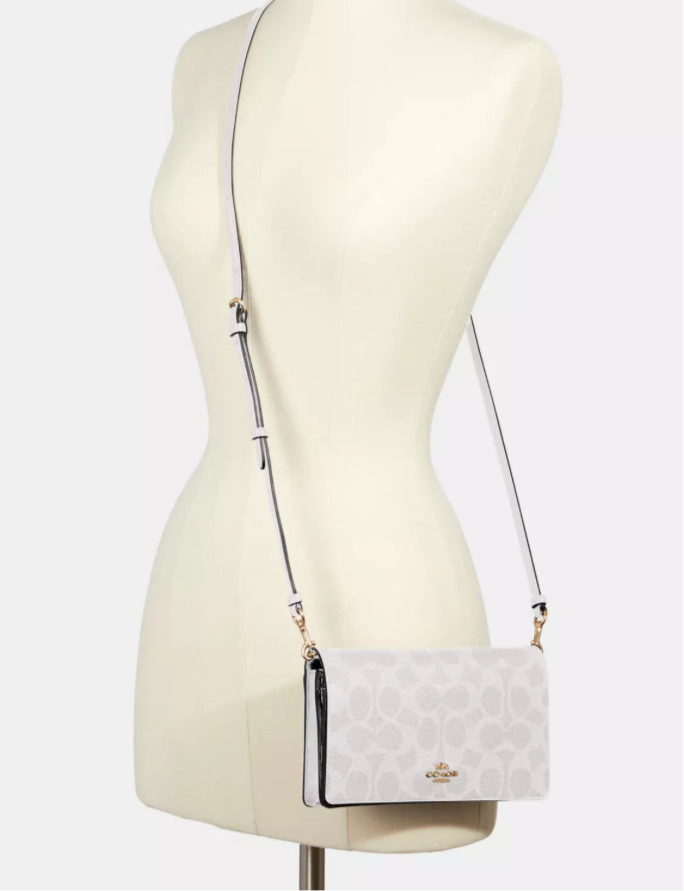 NWT Coach Anna Foldover Clutch/
Crossbody In Signature Canvas & Leather