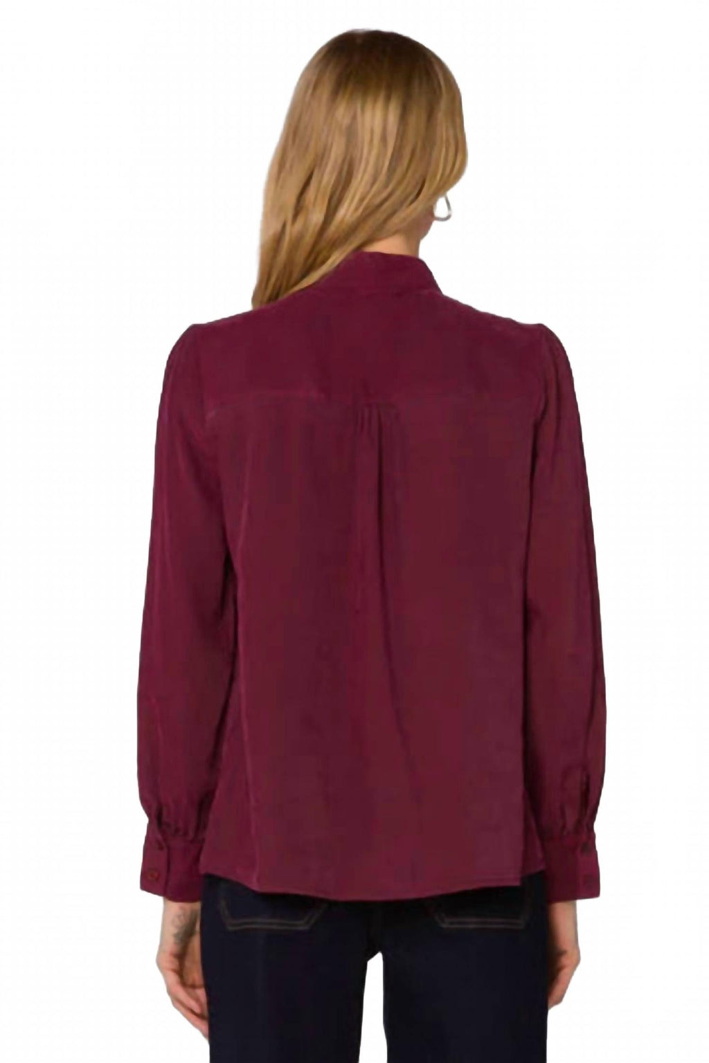 Anastasia Tie Neck Blouse In Cabernet