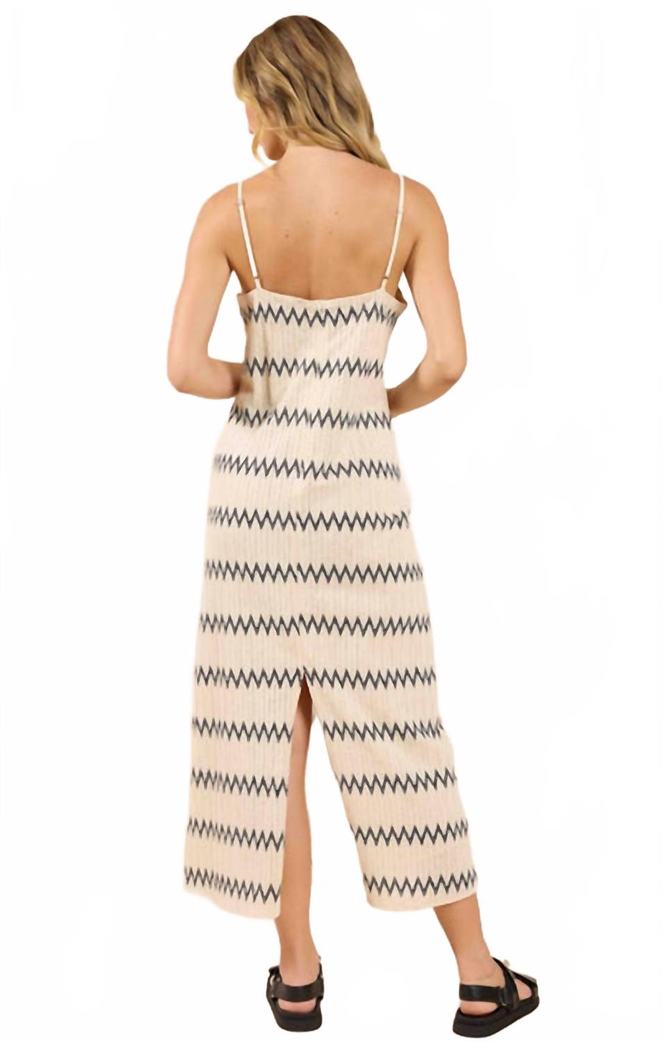 Way Out Zig Zag Weave Maxi Dress In Ivory Navy