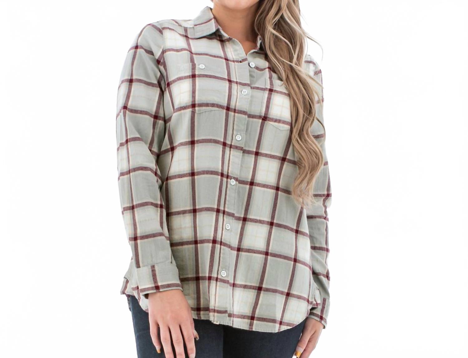Acadia Boyfriend Long Sleeve Shirt In Alloy