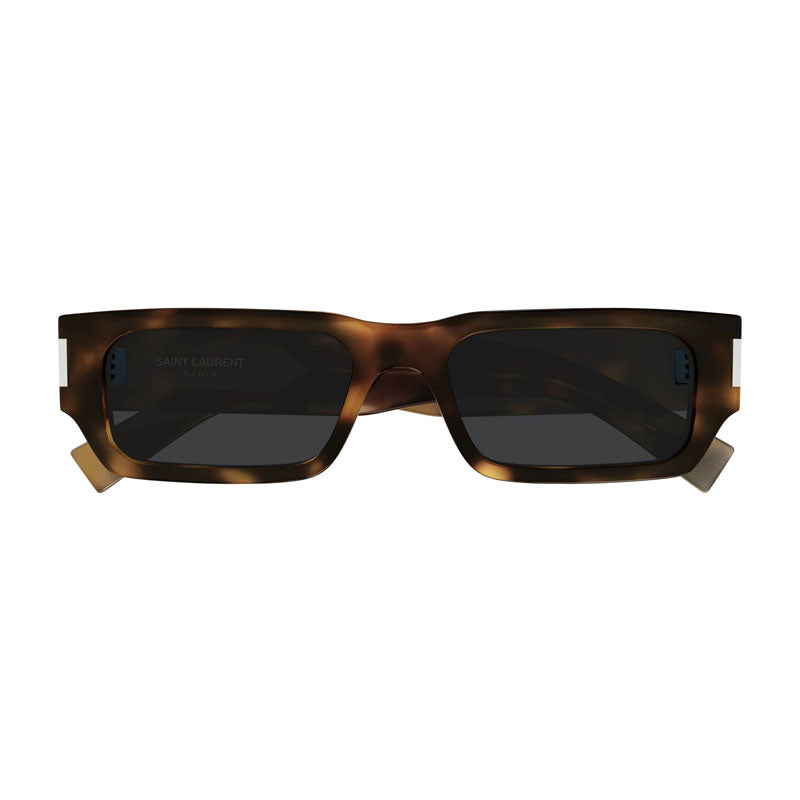 Saint Laurent Sunglasses Rectangle Full Rim, Havana Frame And Grey Lens Sl660002